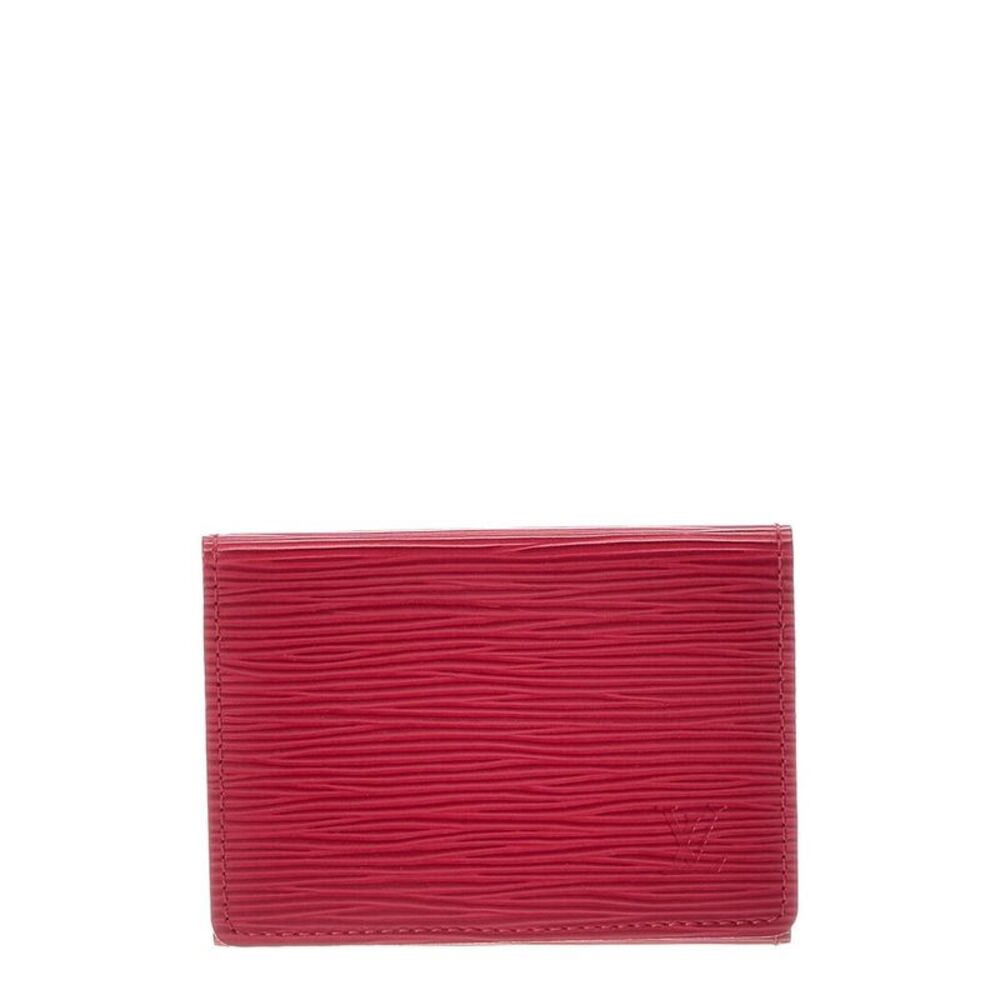 Louis Vuitton Red Leather Card Case Card Cover (Authentic Pre-Loved)